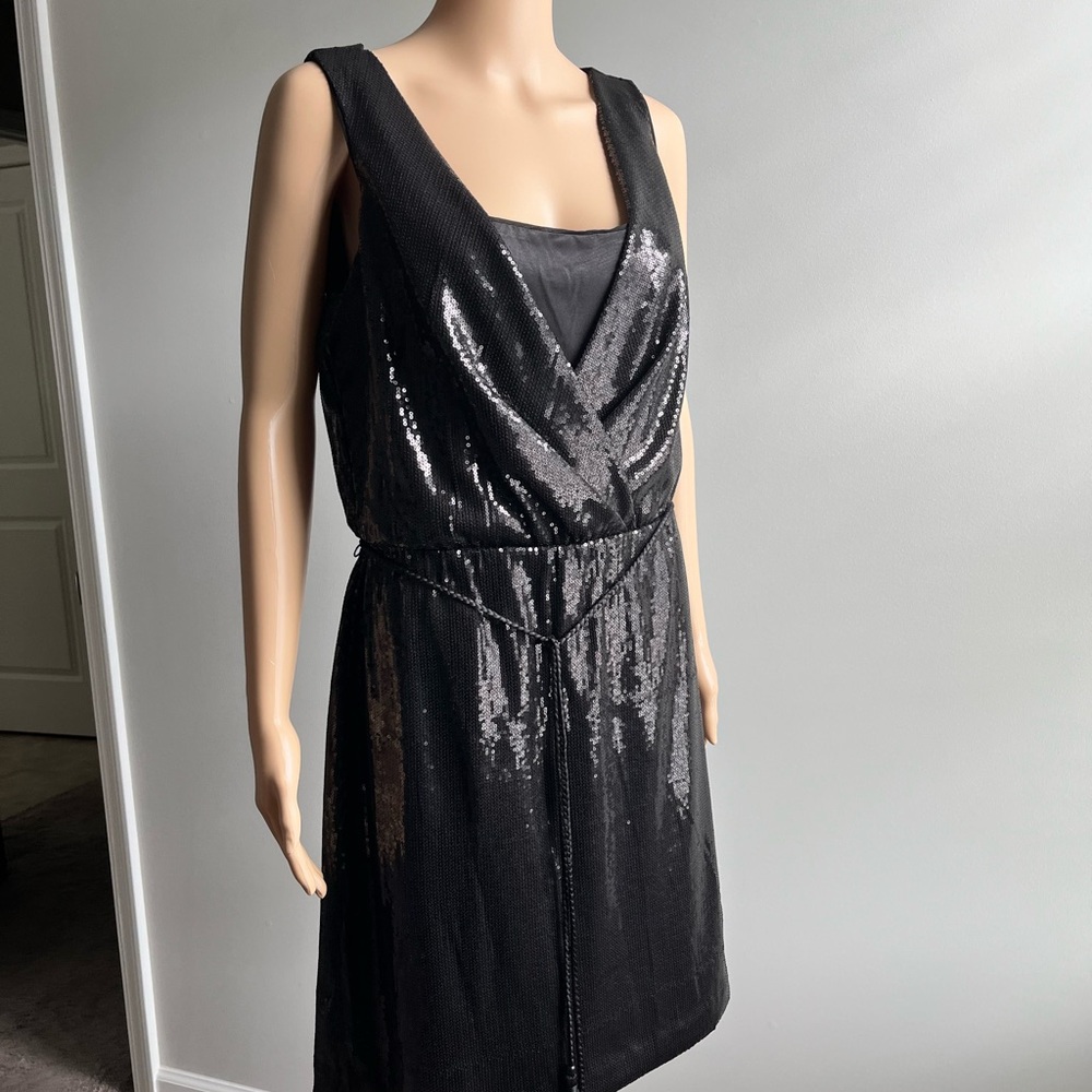 White House Black Market Black Sequin Sheath Dress